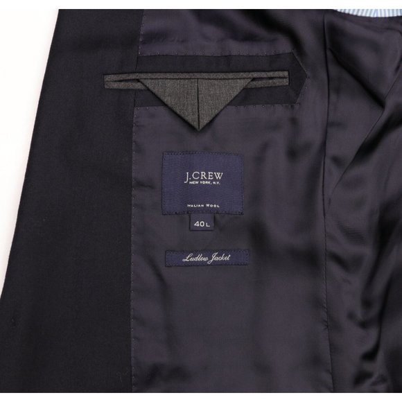 J Crew Ludlow Loro Piana 130's Wool Blazer Sport Coat Jacket 40L Midnight Blue - Picture 10 of 11